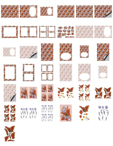 Stitch effect Butterfly and Flowers Set 05 - 37 Pages to DOWNLOAD
