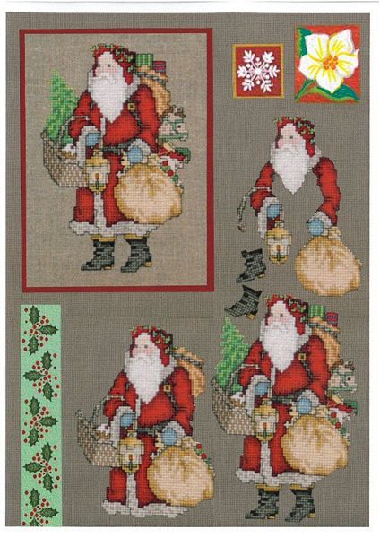 Tapestry Effect Santa Decoupage Design 6 - 3 x A4 Page to DOWNLOAD