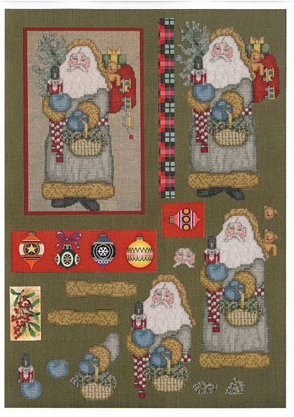 Tapestry Effect Santa Decoupage Design 08 - 3 x A4 Page to DOWNLOAD