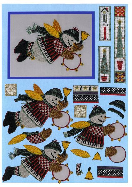 Tapestry Effect Snowman Decoupage Design 2 - 3 x A4 Page to DOWNLOAD