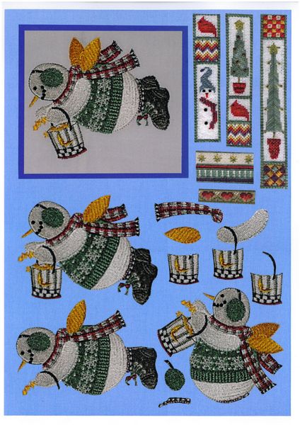 Tapestry Effect Snowman Decoupage Design 3 - 3 x A4 Page to DOWNLOAD