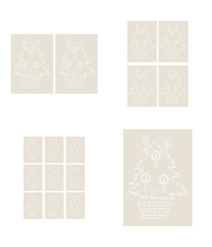 Digital White Work Christmas Tree <b>Cool Grey 4 Sizes - 4 x A4 Sheets Download