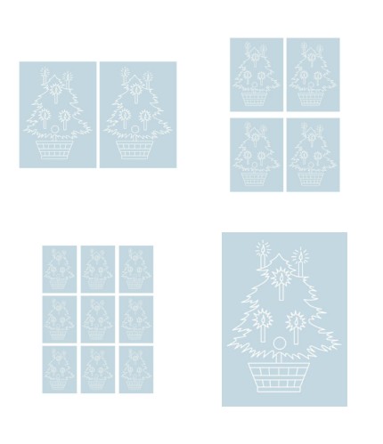 Digital White Work Christmas Tree <b>Light Blue 4 Sizes - 4 x A4 Sheets Download