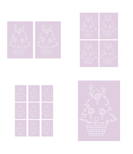 Digital White Work Christmas Tree <b>Purple 4 Sizes - 4 x A4 Sheets Download