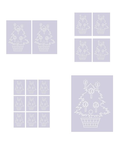 Digital White Work Christmas Tree <b>Violet 4 Sizes - 4 x A4 Sheets Download