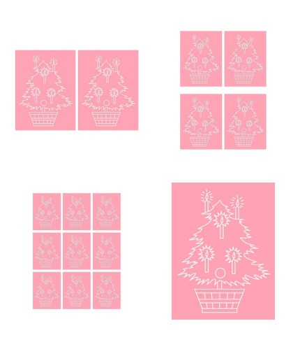 Digital White Work Christmas Tree <b>Warm Red 4 Sizes - 4 x A4 Sheets Download