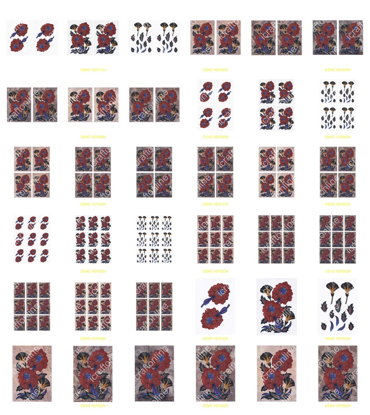 Arabic Floral Set 8d - 36 x A4 Pages to DOWNLOAD
