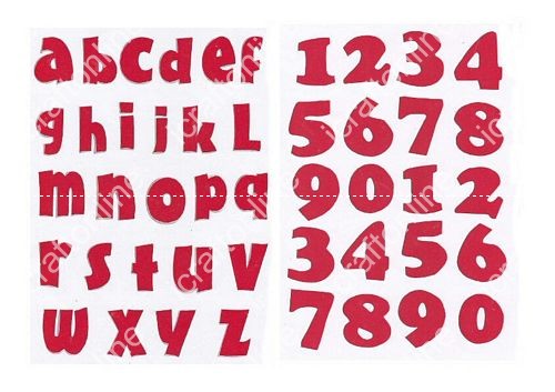 Bright Red Letters/Numbers - 8 x A4 Pages DOWNLOAD