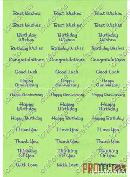 A4 Assorted Collection 1 - Blue Text on a Green Background - 42 Greetings