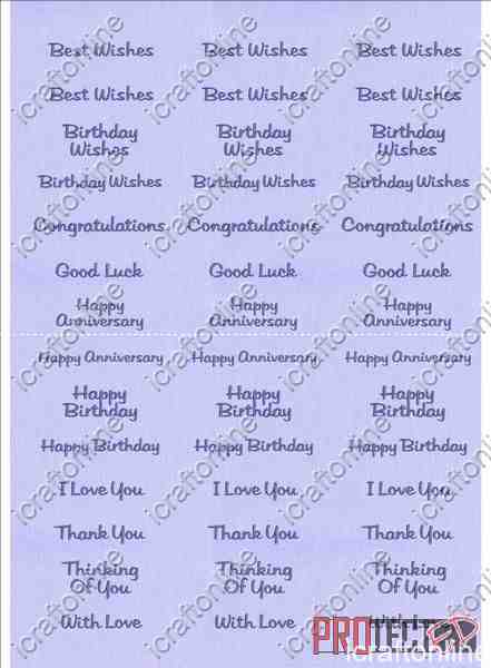 A4 Assorted Collection 1 - Blue Text on a Lt Purple Background - 42 Greetings
