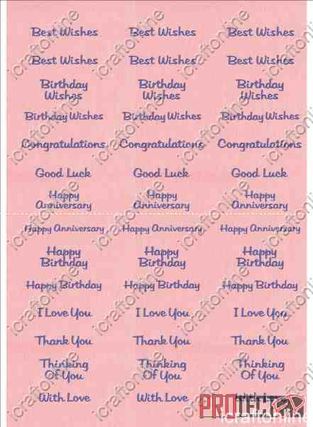 A4 Assorted Collection 1 - Blue Text on a Pink Background - 42 Greetings