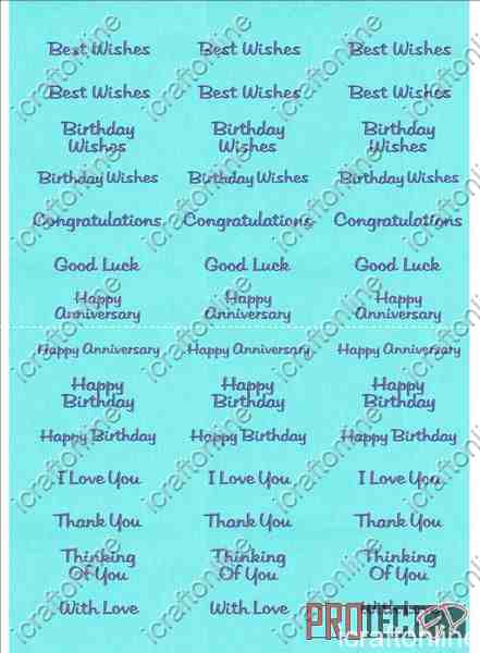 A4 Assorted Collection 1 - Blue Text on a Turquoise Background - 42 Greetings