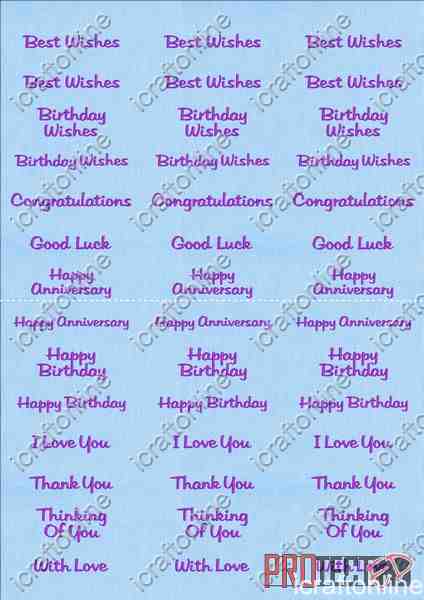 A4 Assorted Collection 1 - Deep Purple Text on a Blue Background - 42 Greetings