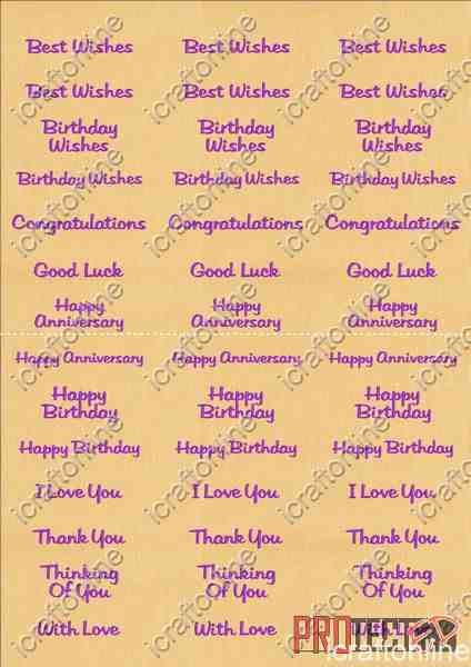A4 Assorted Collection 1 - Deep Purple Text on a Peach Background - 42 Greetings