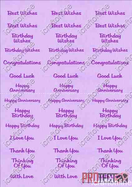 A4 Assorted Collection 1 - Deep Purple Text on a Purple Background - 42 Greetings