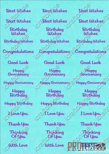 A4 Assorted Collection 1 - Deep Purple Text on a Turquoise Background - 42 Greetings