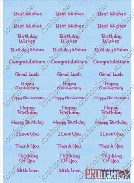 A4 Assorted Collection 1 - Pink Text on a Blue Background - 42 Greetings