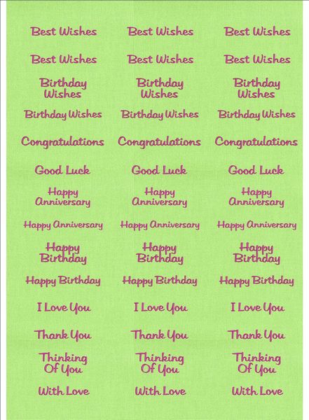 A4 Assorted Collection 1 - Pink Text on a Green Background - 42 Greetings