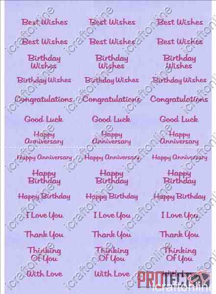 A4 Assorted Collection 1 - Pink Text on a Lt Purple Background - 42 Greetings