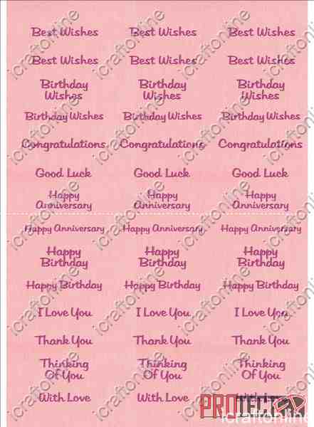 A4 Assorted Collection 1 - Pink Text on a Pink Background - 42 Greetings