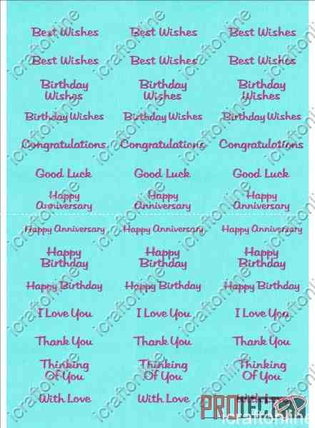A4 Assorted Collection 1 - Pink Text on a Turquoise Background - 42 Greetings