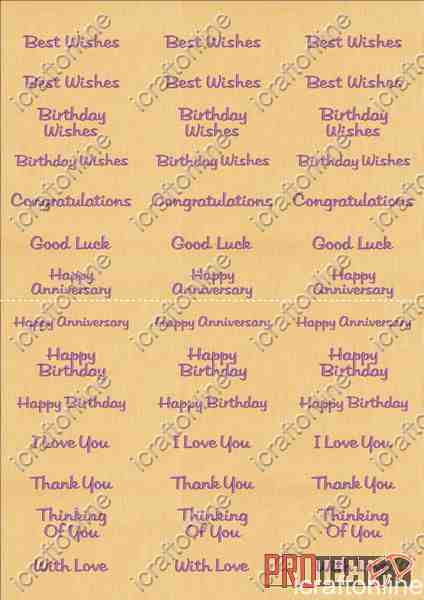 A4 Assorted Collection 1 - Purple Text on a Peach Background - 42 Greetings