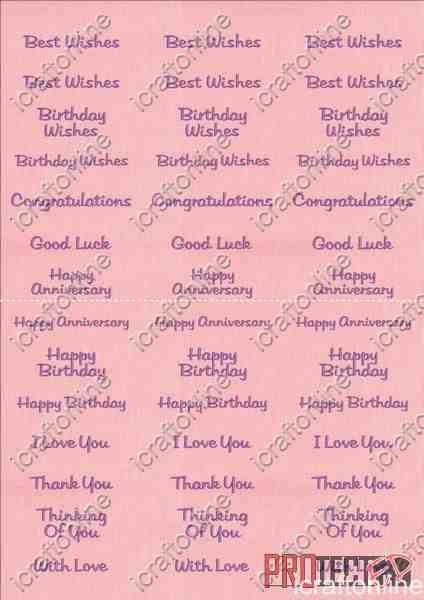 A4 Assorted Collection 1 - Purple Text on a Pink Background - 42 Greetings