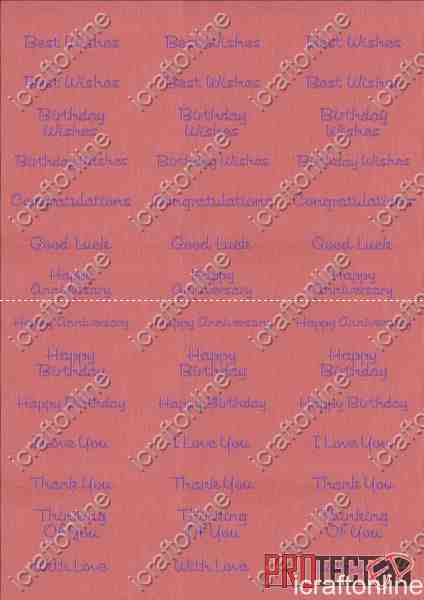 A4 Assorted Collection 1 - Purple Text on a Red Background - 42 Greetings