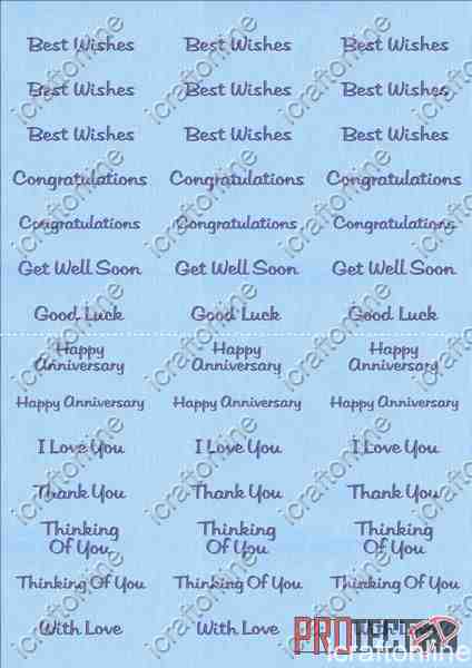 A4 Assorted Collection 2 - Blue Text on a Blue Background - 42 Greetings