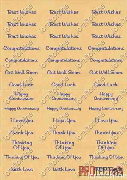 A4 Assorted Collection 2 - Blue Text on a Peach Background - 42 Greetings