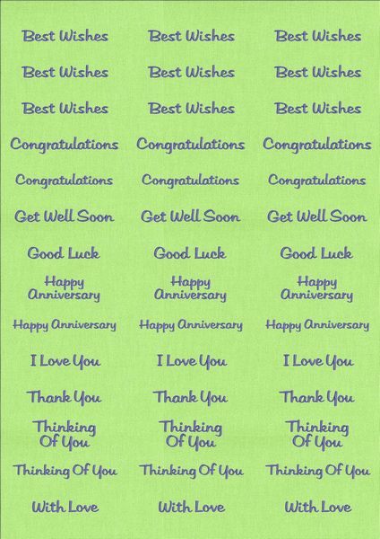 A4 Assorted Collection 2 - Blue Text on a Green Background - 42 Greetings