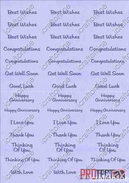 A4 Assorted Collection 2 - Blue Text on a Lt Purple Background - 42 Greetings