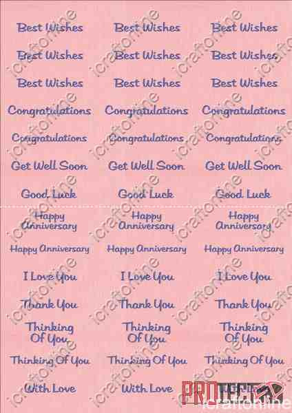 A4 Assorted Collection 2 - Blue Text on a Pink Background - 42 Greetings