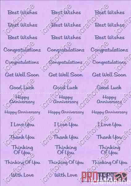 A4 Assorted Collection 2 - Blue Text on a Purple Background - 42 Greetings