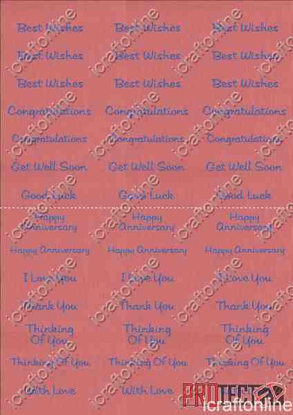 A4 Assorted Collection 2 - Blue Text on a Red Background - 42 Greetings