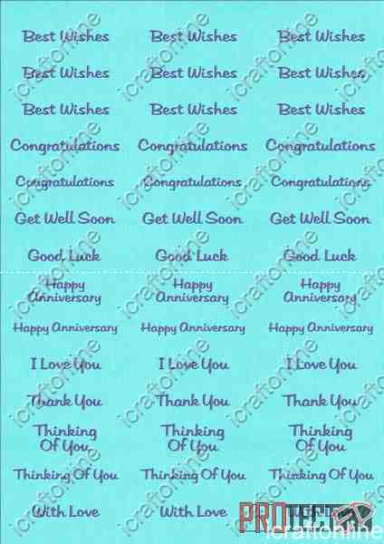 A4 Assorted Collection 2 - Blue Text on a Turquoise Background - 42 Greetings