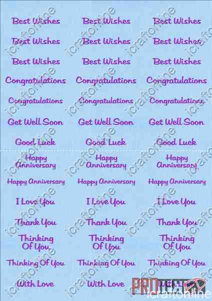 A4 Assorted Collection 2 - Deep Purple Text on a Blue Background - 42 Greetings