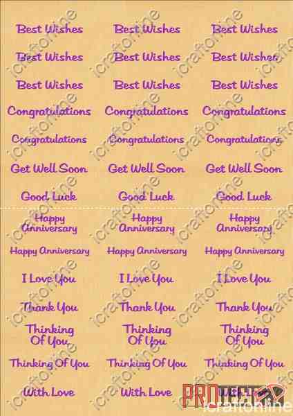 A4 Assorted Collection 2 - Deep Purple Text on a Peach Background - 42 Greetings