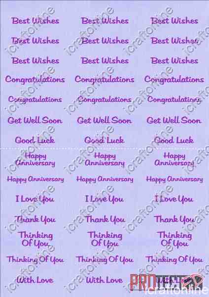 A4 Assorted Collection 2 - Deep Purple Text on a Lt Purple Background - 42 Greetings