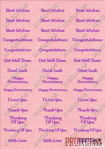 A4 Assorted Collection 2 - Deep Purple Text on a Pink Background - 42 Greetings