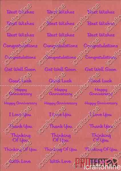 A4 Assorted Collection 2 - Deep Purple Text on a Red Background - 42 Greetings