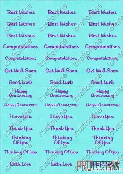 A4 Assorted Collection 2 - Deep Purple Text on a Turquoise Background - 42 Greetings