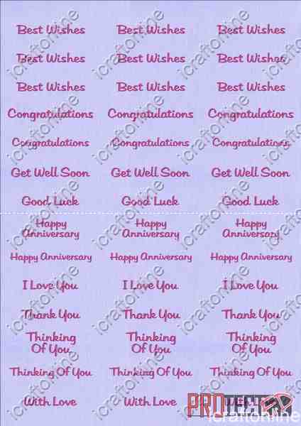 A4 Assorted Collection 2 - Pink Text on a Lt Purple Background - 42 Greetings