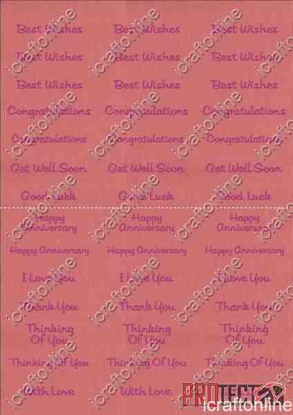 A4 Assorted Collection 2 - Pink Text on a Red Background - 42 Greetings