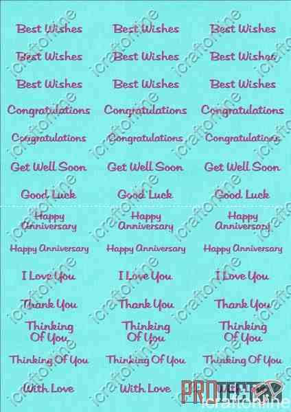 A4 Assorted Collection 2 - Pink Text on a Turquoise Background - 42 Greetings