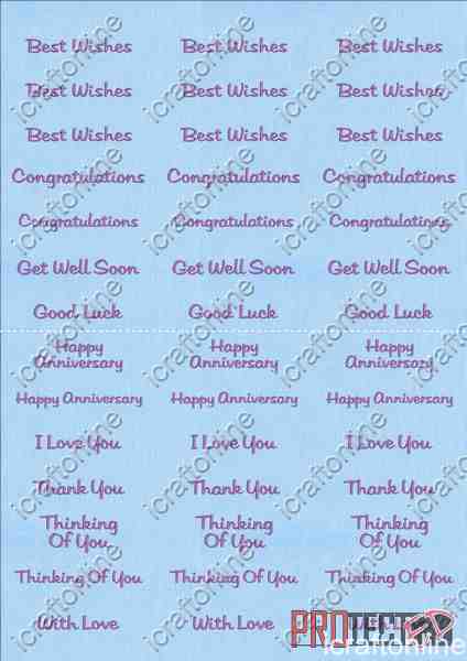 A4 Assorted Collection 2 - Purple Text on a Blue Background - 42 Greetings