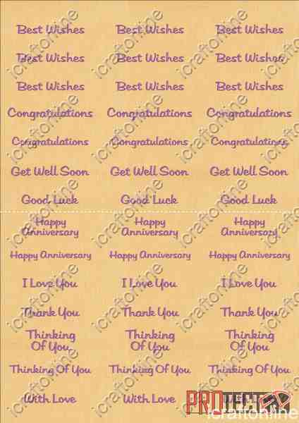 A4 Assorted Collection 2 - Purple Text on a Peach Background - 42 Greetings