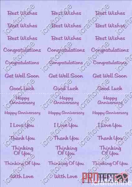 A4 Assorted Collection 2 - Purple Text on a Lt Purple Background - 42 Greetings