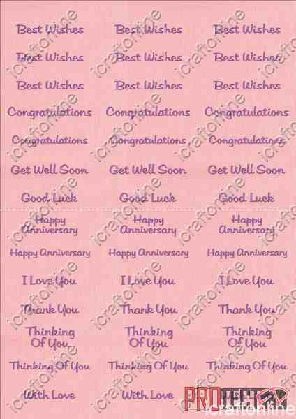 A4 Assorted Collection 2 - Purple Text on a Pink Background - 42 Greetings