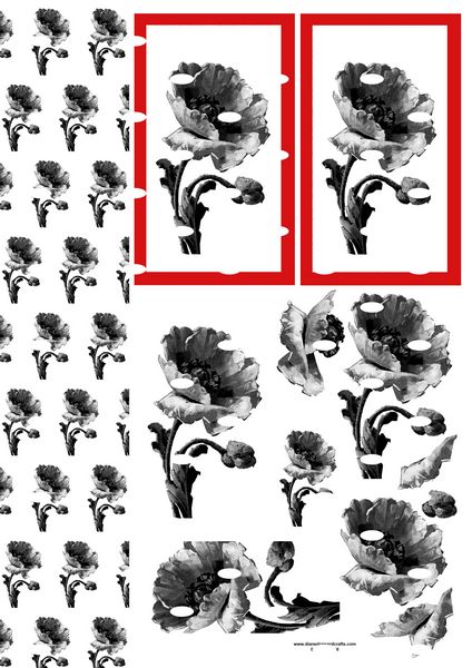 Diane Dorward Monochrome Poppy Combination Sheet